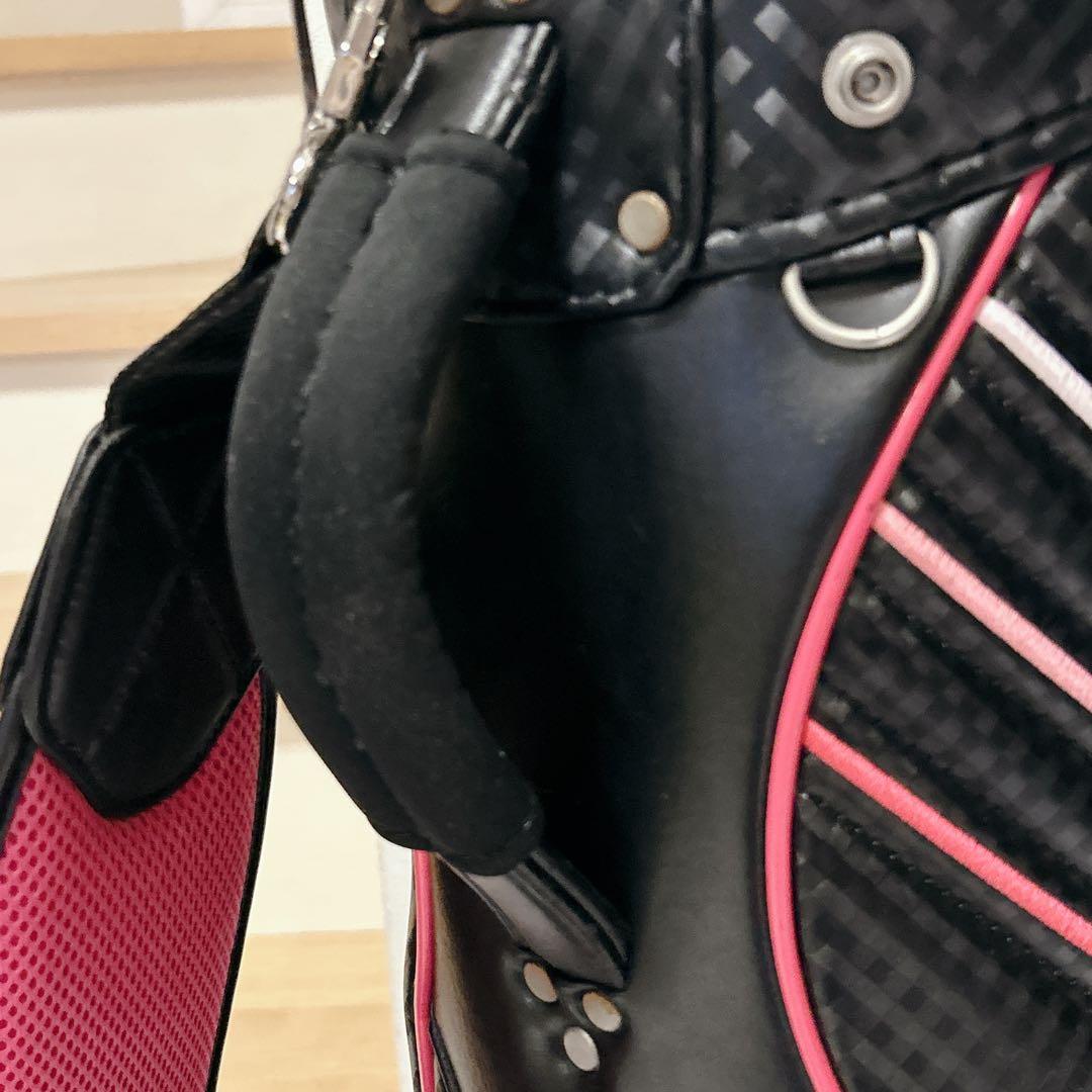 【美品】adidas レディス ゴルフ キャディバッグ ブラック ピンク