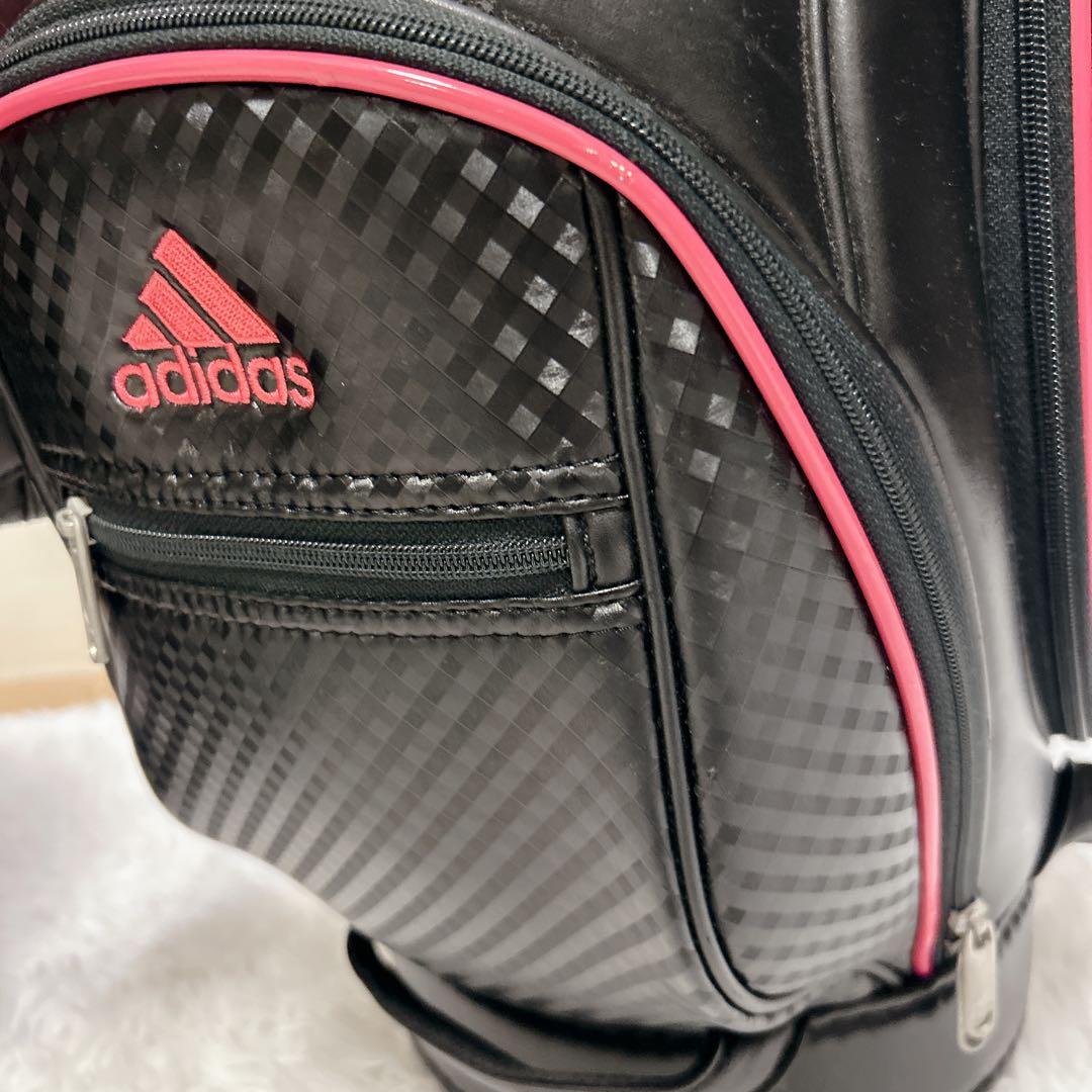 【美品】adidas レディス ゴルフ キャディバッグ ブラック ピンク