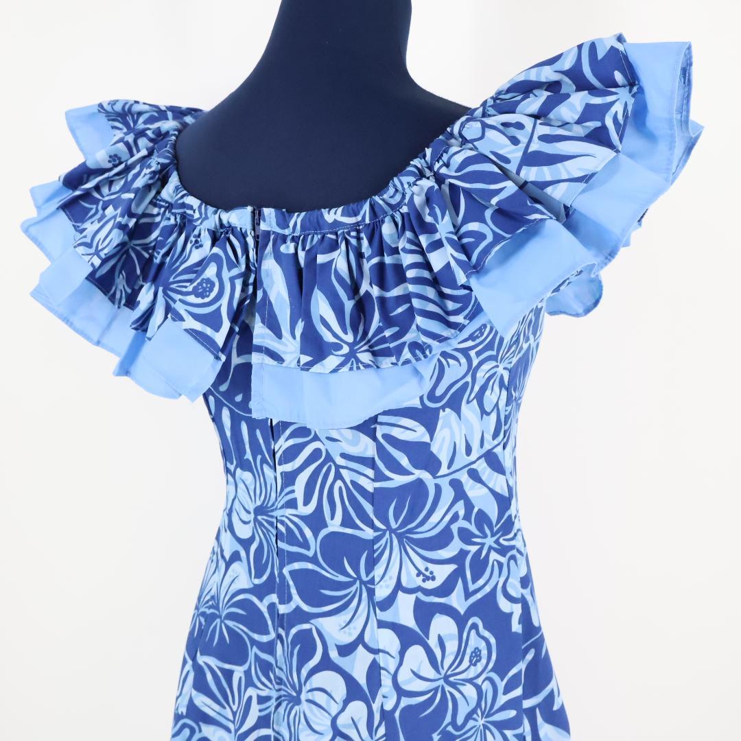 【美品 ハワイ製フラダンス用衣装】ブルー Pukalani Fashion