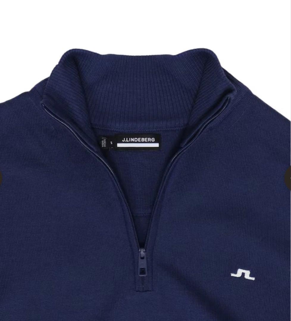 J.LINDEBERGハーフジップ セーター インディゴブルー　新品S(M相当)