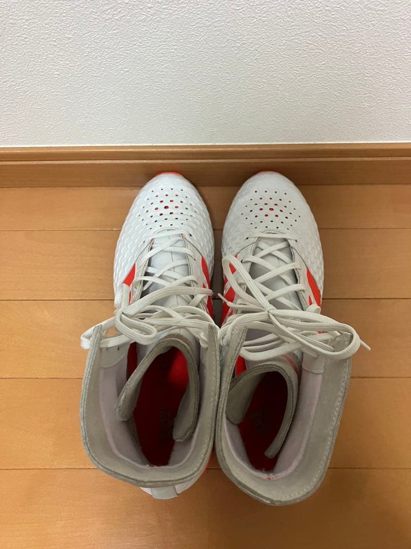 美品　adidas ボクシングシューズ ホワイト/レッド　リングシューズ