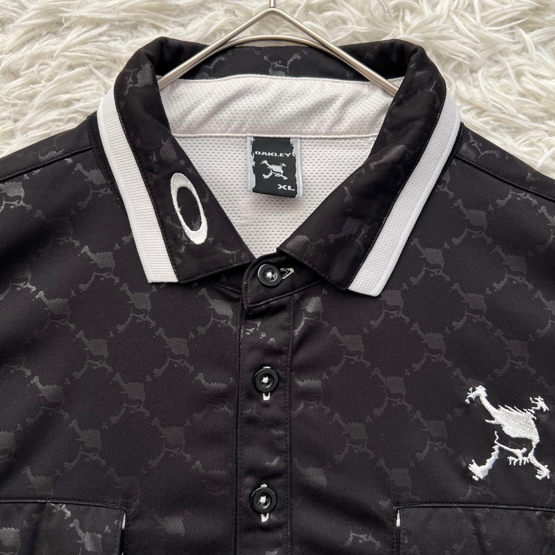 OAKLEY 刺繍　スカル　半袖　ポロシャツ　大きいサイズ　洗える