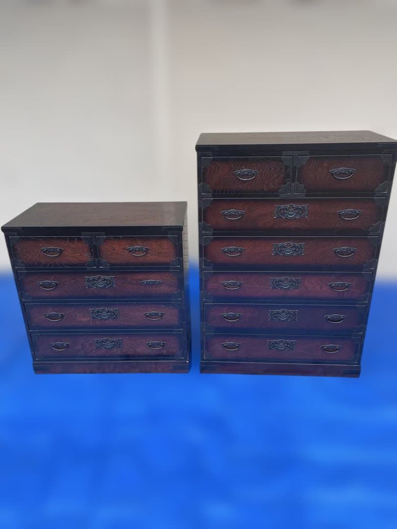民芸家具 和箪笥 時代箪笥 和家具 タンス チェスト89cm幅 6段/４段 2棹
