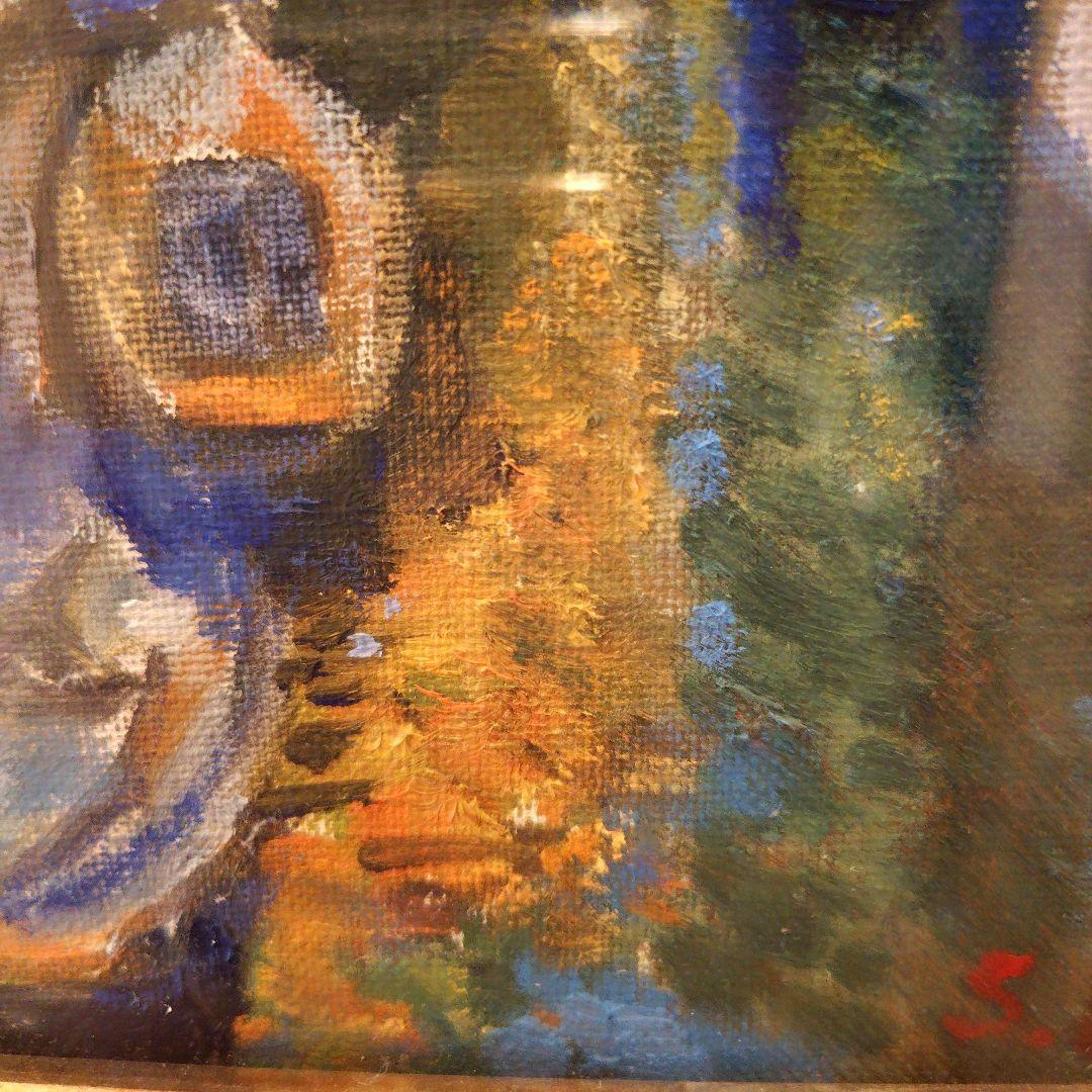 油彩画 ベニス風景画 S.I 金色フレーム