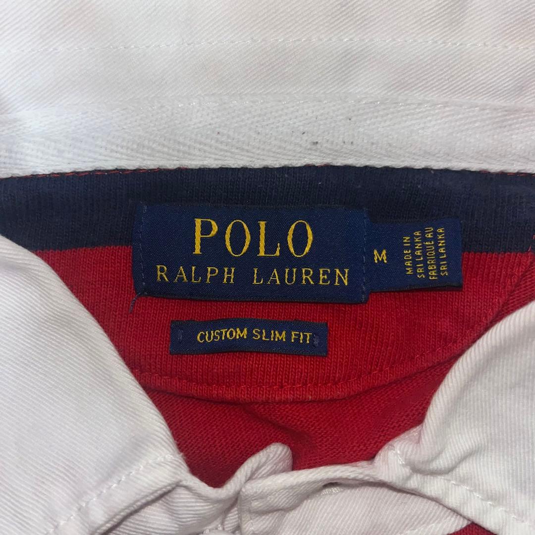 POLO RALPH LAUREN ラガーシャツ M レッド×ネイビー ボーダー