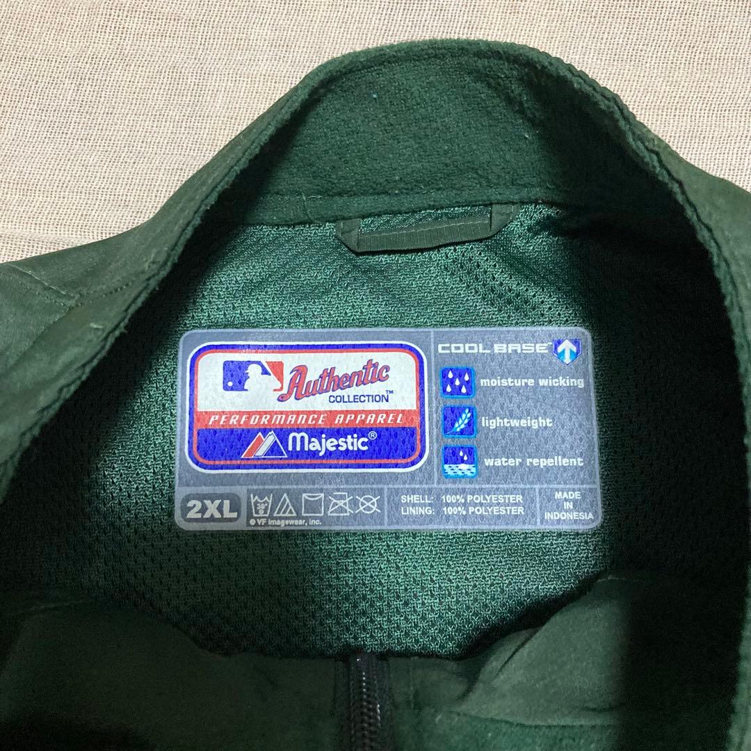 MLB アスレチックス　ハーフジップ　ナイロンプルオーバー　majestic
