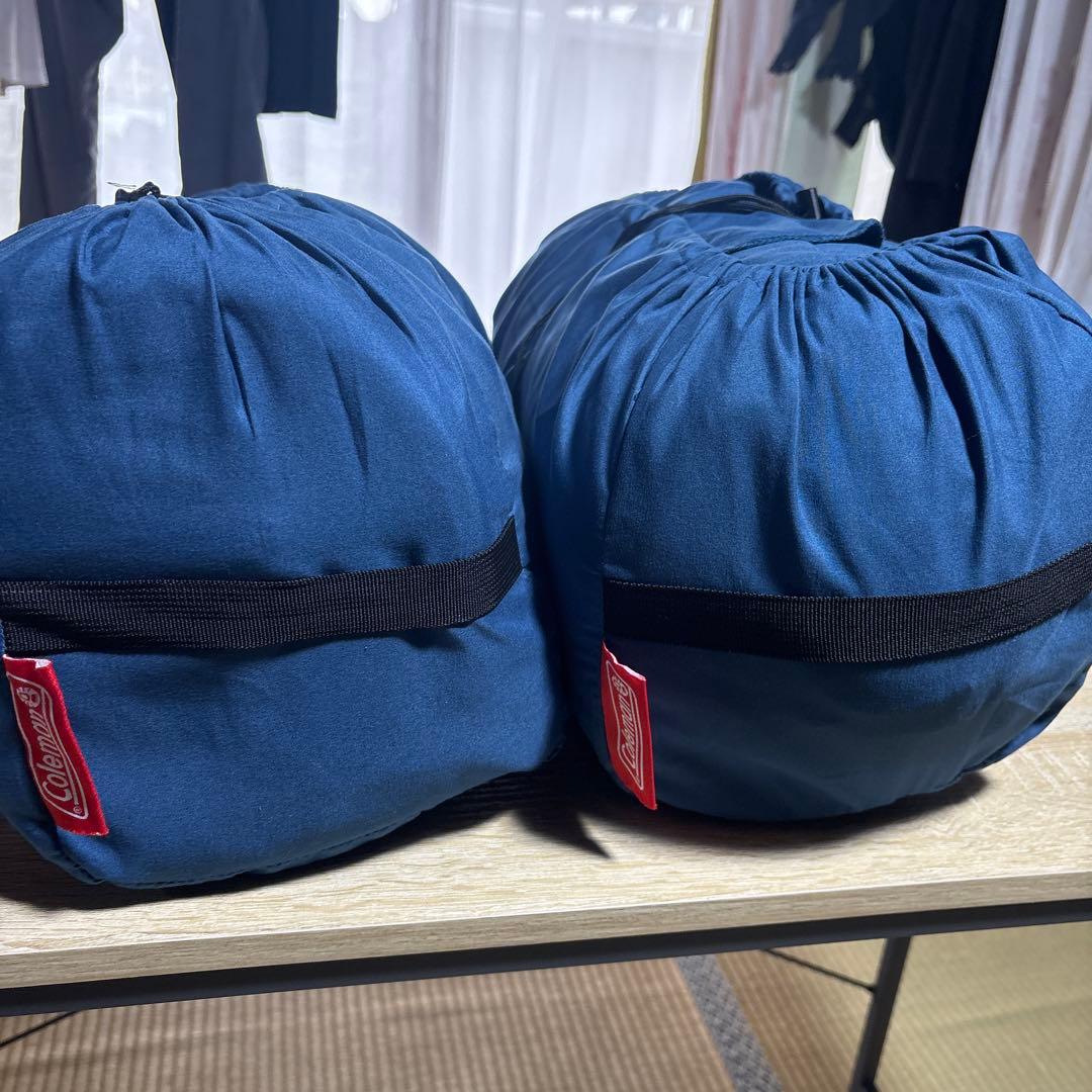 【美品】Coleman（コールマン）の寝袋、コージーⅡ／Ｃ１０（ネイビー）２個