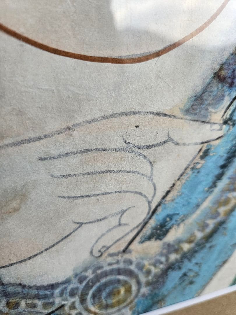手描き 日本画 肉筆 仏教美術 絵画 額装 宗教 菩薩観音 観音様 極楽浄土