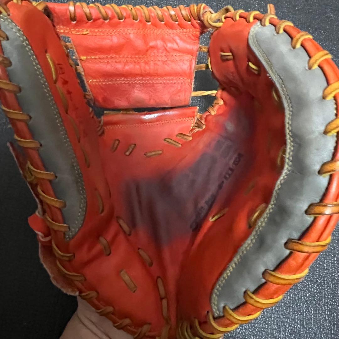 玉澤 オレンジレザー グローブ キャッチャーミット 革のやぶれ紐切れ無し 171