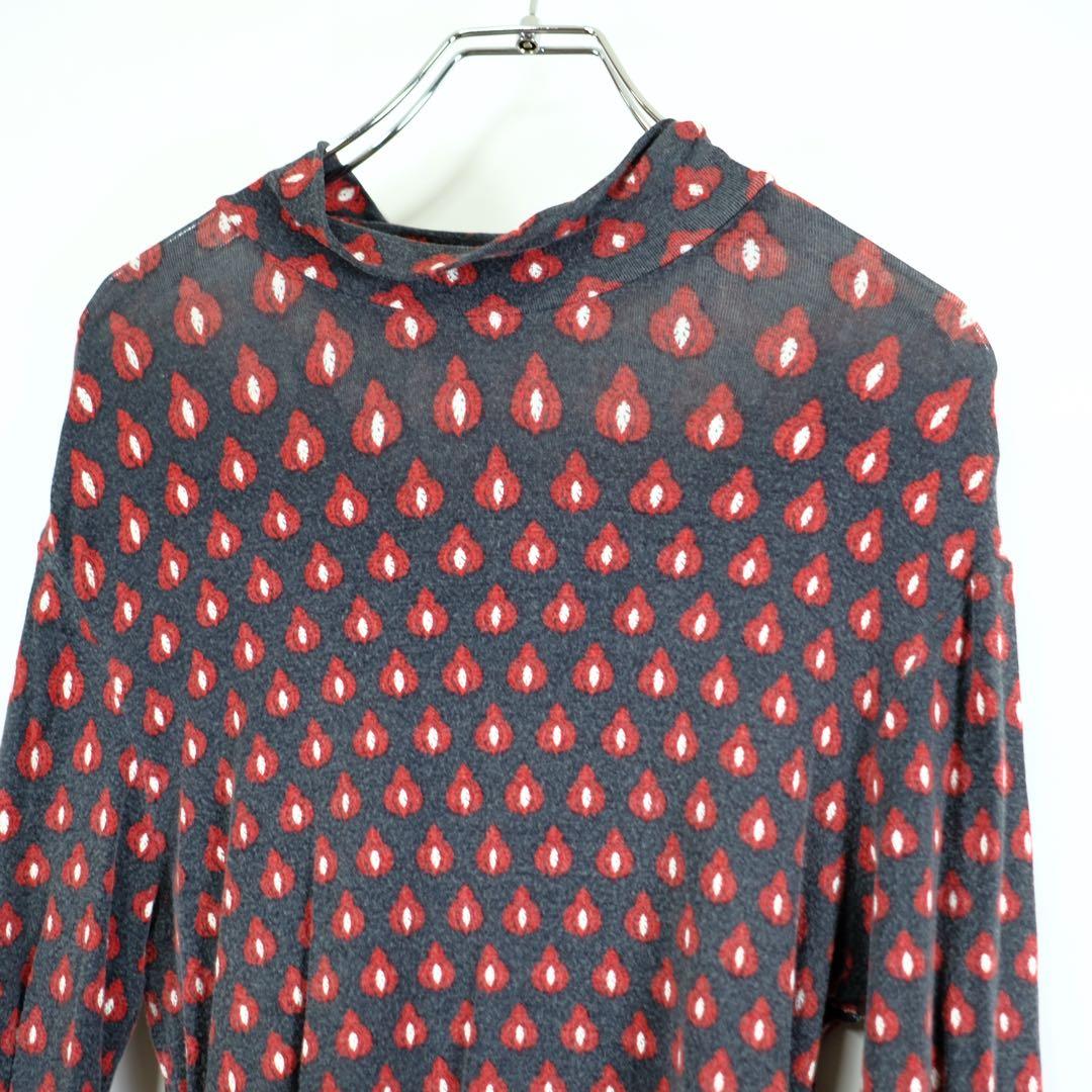 1980s フランス製　ビンテージ　ボディースーツ　Tシャツ　ロンT 総柄