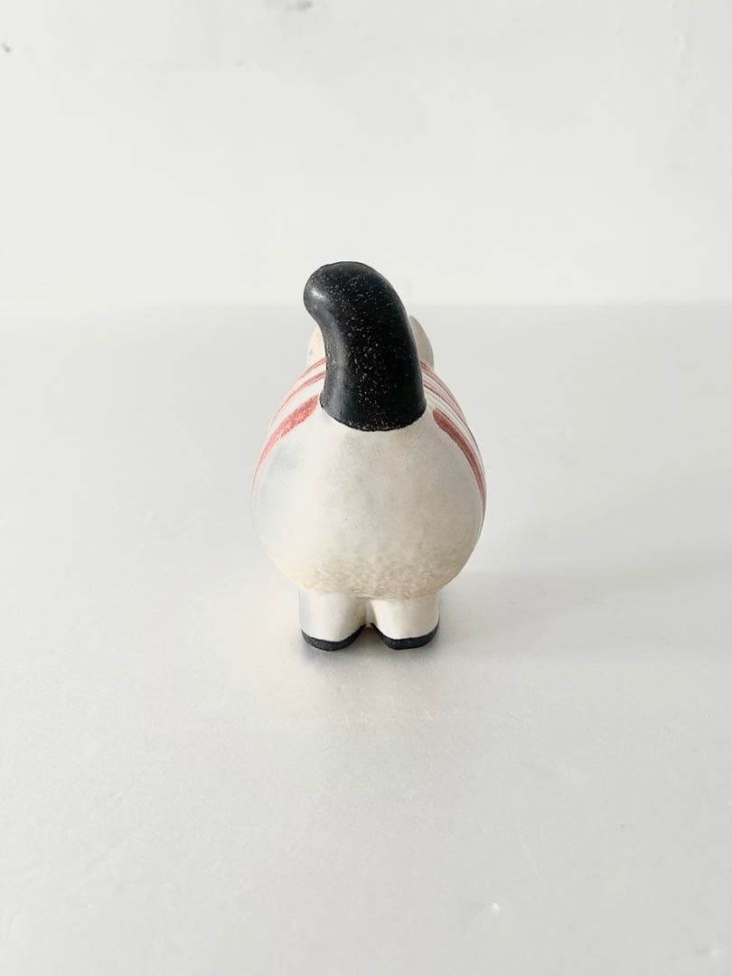【北欧】Lisa Larson　 dieci cat 　ボーダー　レッド