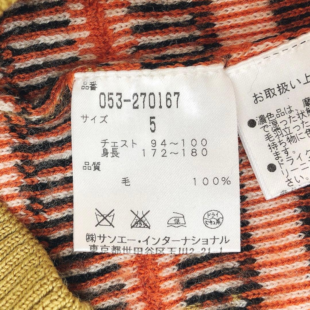 PEARLYGATES ゴルフニットセーター キツネ柄　刺繍　毛　マスタード　L