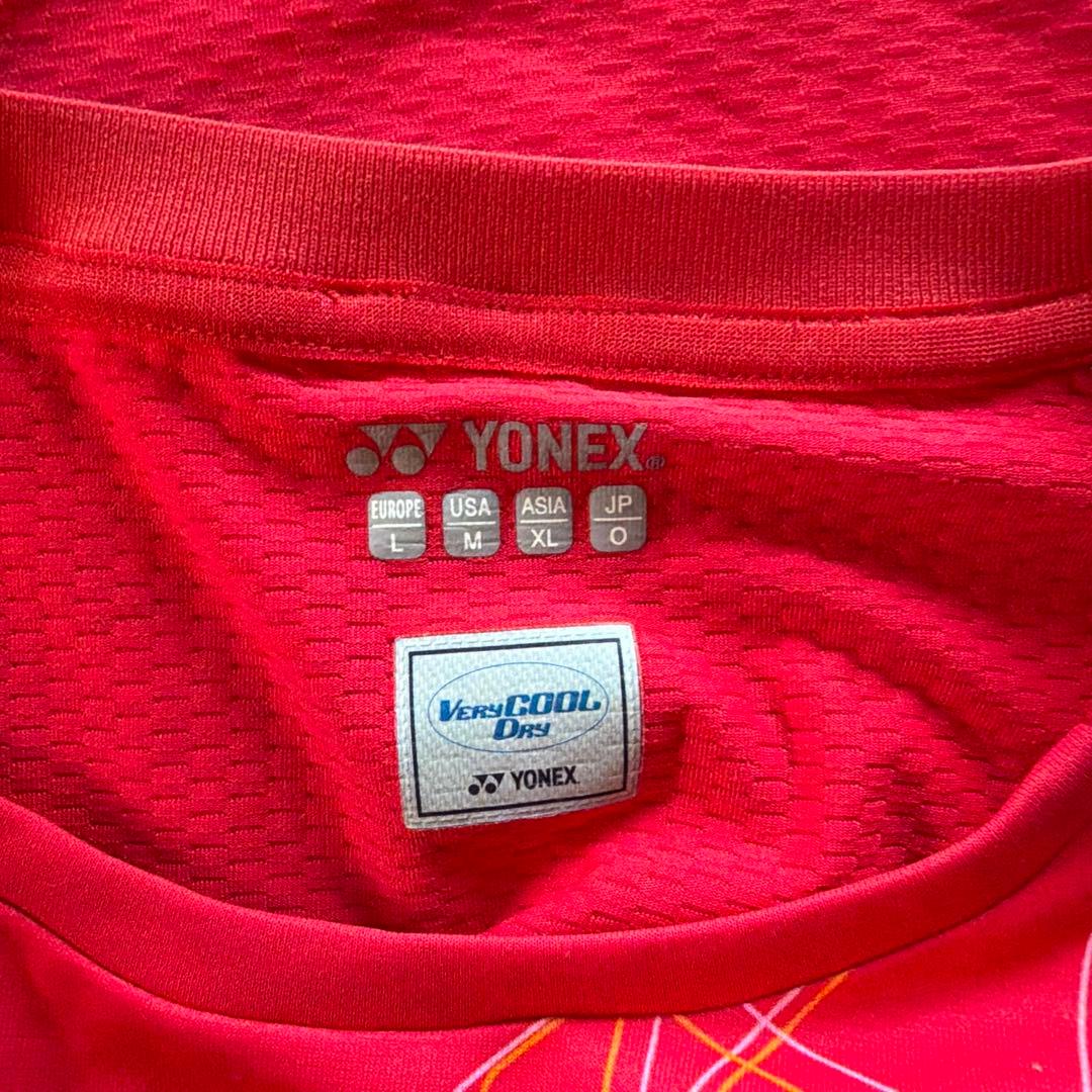 YONEX レッド メッシュシャツ L/XL