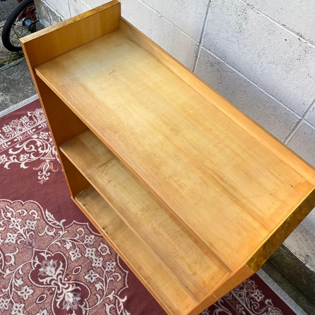 古家具ビンテージ品◾️木製無垢材 三段 ブックシェルフ 本棚 レコードラック