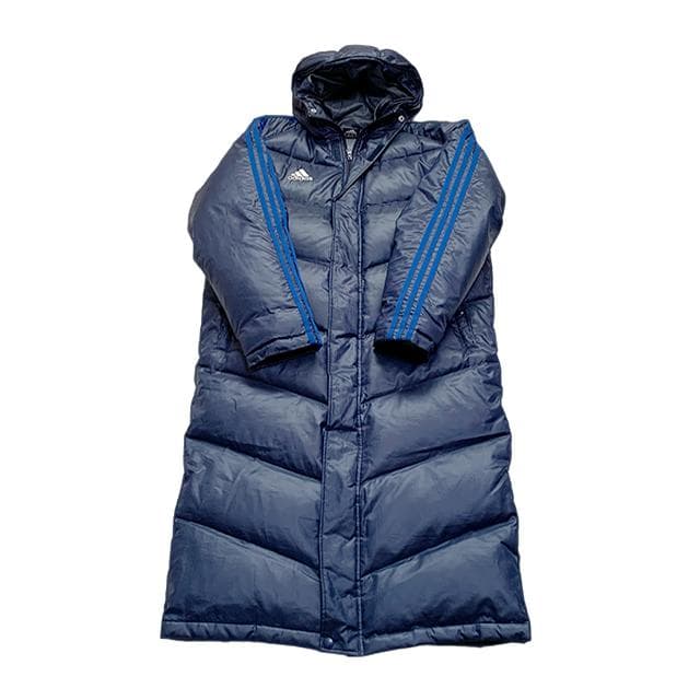 美品✨adidas ダウン ベンチコート M ネイビー 3ストライプ フェザー