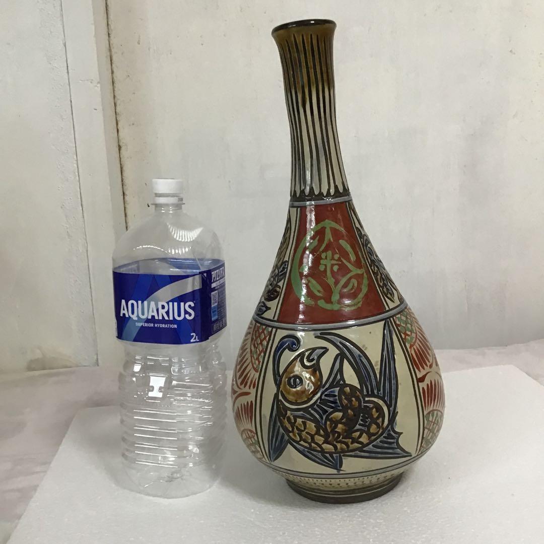 沖縄　壺屋焼　新垣勲氏　特大壺　44cm