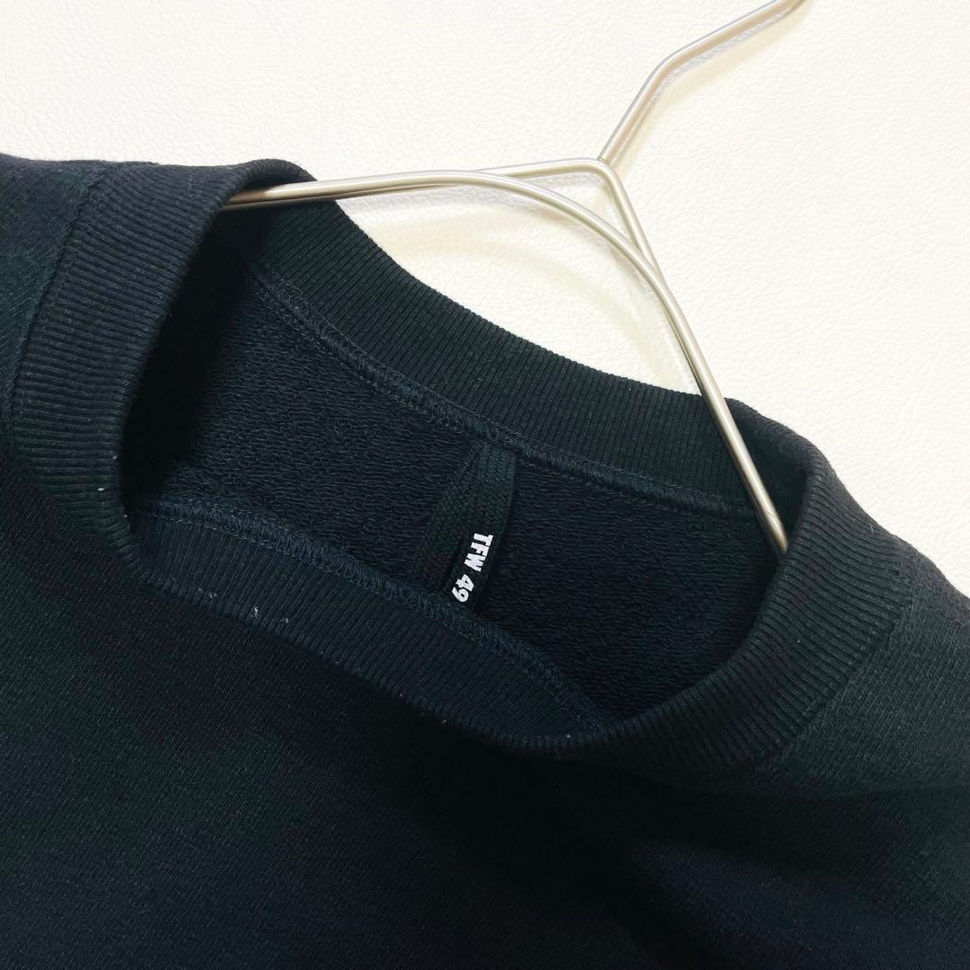 6437【美品】TFW49 長袖スウェット　クルーネック　裾ジップ　ブラック