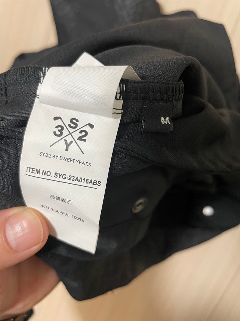 【美品】SY32 ゴルフパンツ エンボス加工 防風 秋冬M 黒
