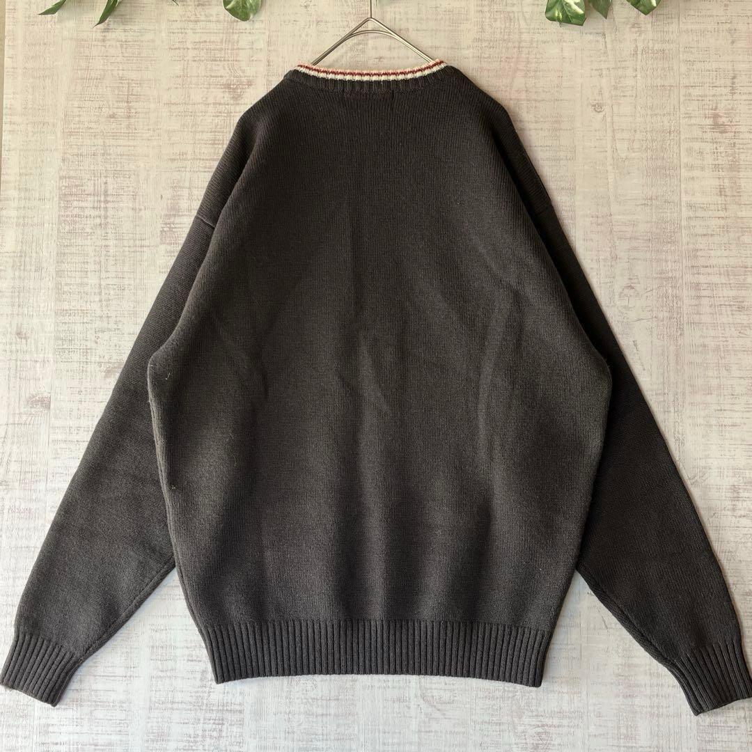 le coq ルコック 斜め切り替えニット セーター 刺繍 ゴルフ ウール混 M