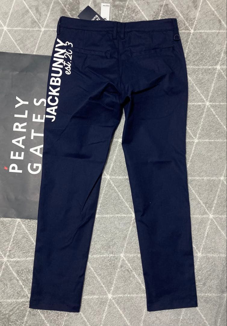 新品 パーリーゲイツ ジャックバニー ストレッチツイルロングパンツ(6)LL/紺