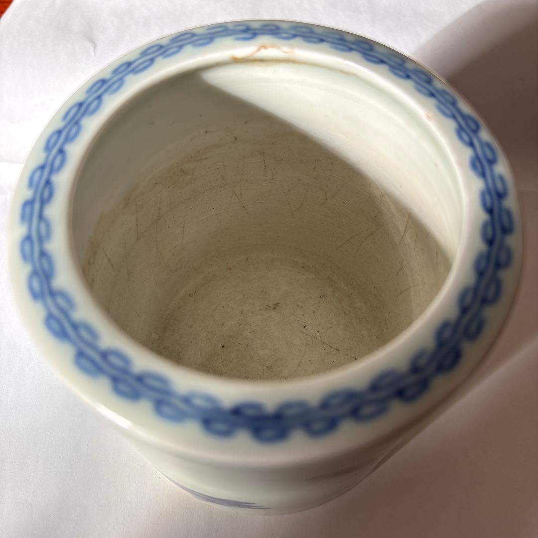 染付筆筒　松竹梅青花筆筒　11.2cm✖️10.6cm