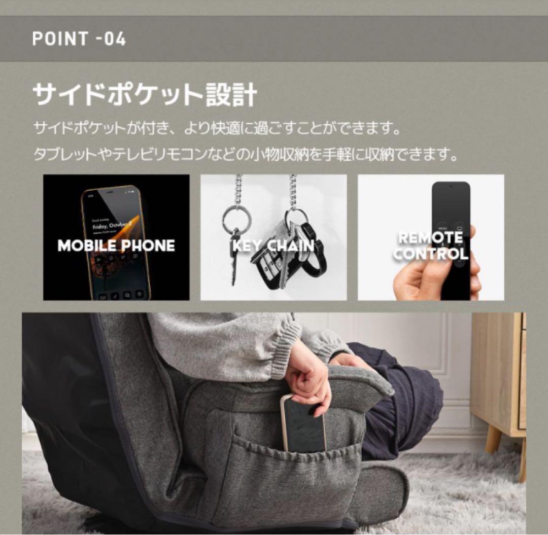 新品　座椅子　ハイバック　リクライニングチェア　回転式　多機能　ネイビー