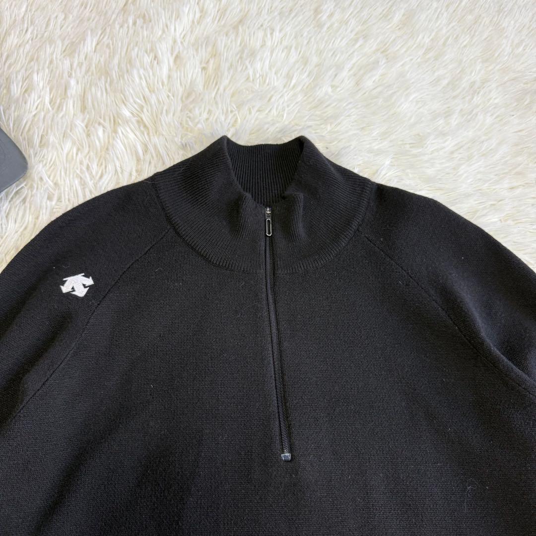 【デサントゴルフ】美品 ハーフジップ ニット ブラック Lサイズ メンズ