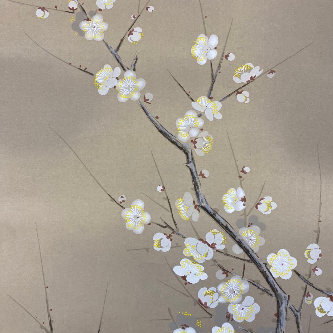 美品 掛け軸 北条静香作 梅に鶯図 共箱 花鳥 美術年鑑掲載