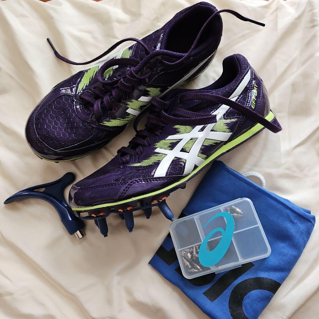 【24cm】ASICSエフォート 陸上競技用スパイクシューズ 紫/緑