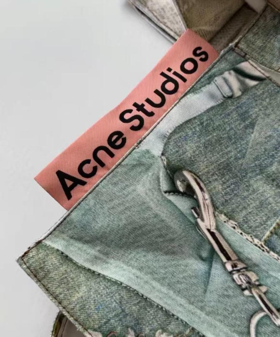 Acne Studios デニム風プリント トートバッグ