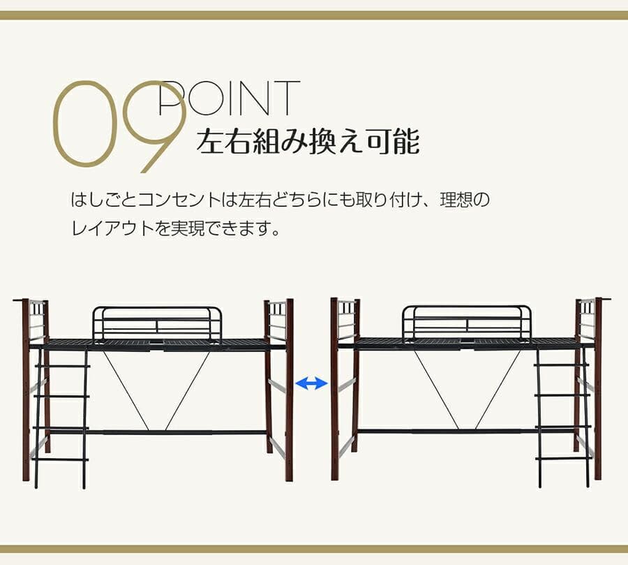【高さ140cm】ロフトベッド パイプベッド S 耐荷重150kg WHITE