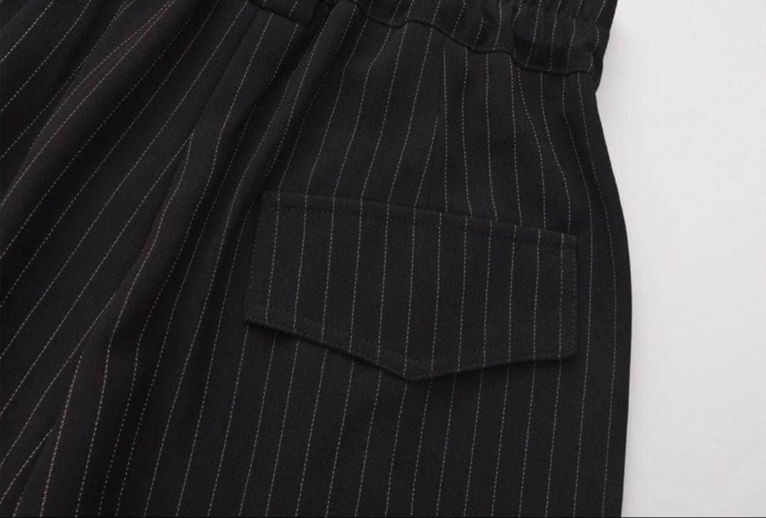 社交ダンス★新品★M★パーティー★レッスン★ウエスト伸縮★パンツ★ストライプ柄