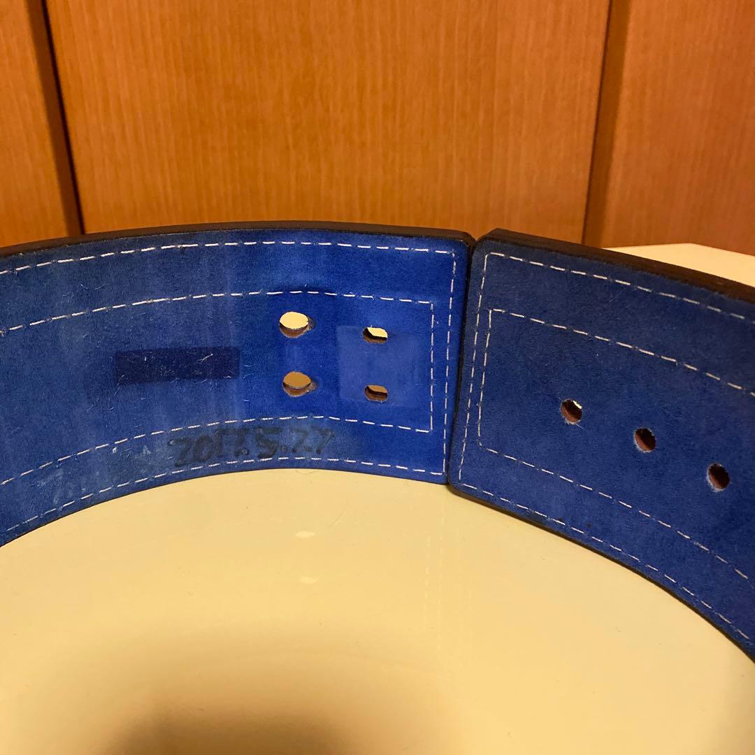 青 スエード トレーニング レバーアクション ベルト パワーリフティング
