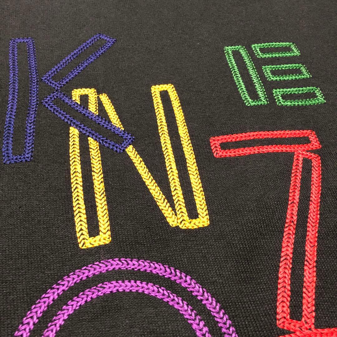 希少 日本製 KENZO GOLF マルチカラー 刺繍ロゴ ニット 黒 90s