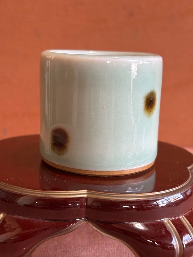 元代龍泉窯飛青磁蓋置　検唐物　茶の湯　珍重品　検重要美術品