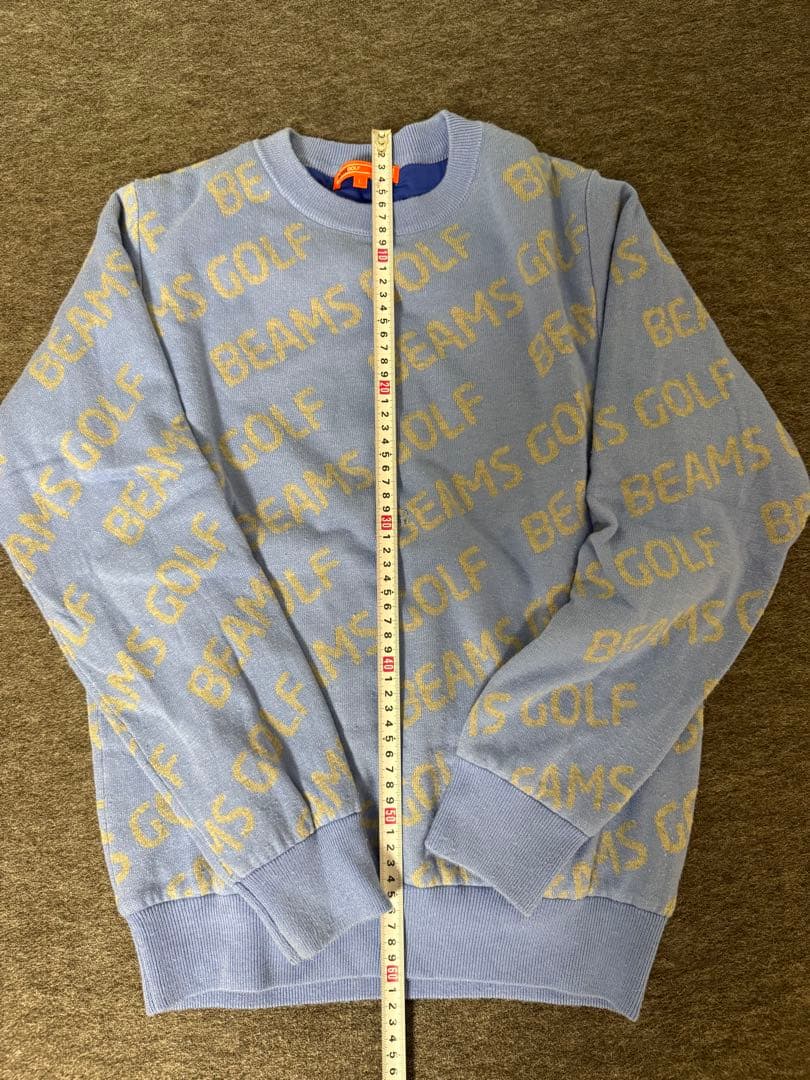 BEAMS GOLF ビームスゴルフ ロゴ総柄 セーター ブルー