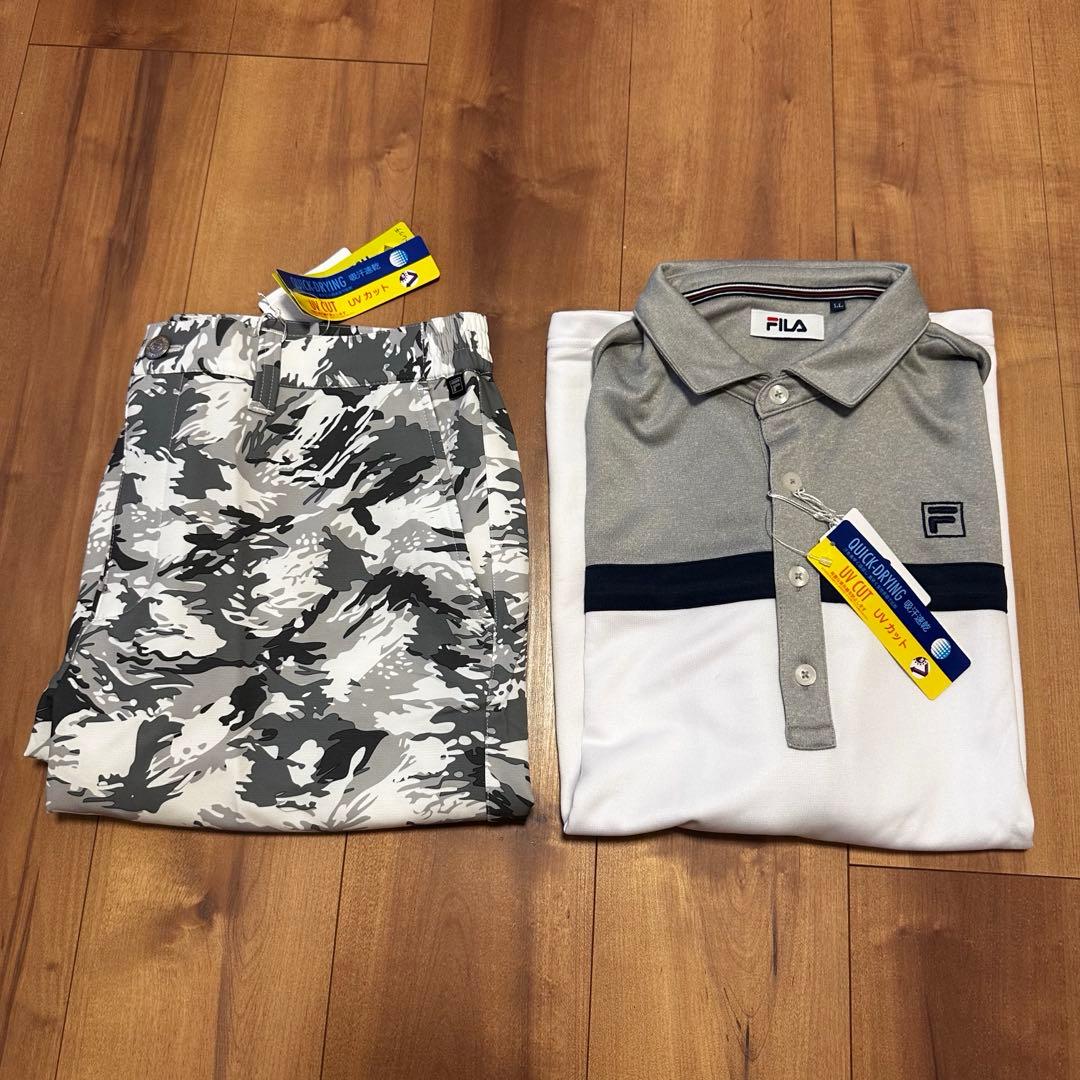 FILA ハーフパンツ　グレー　長袖　ポロシャツ　サイズXL セットアップ