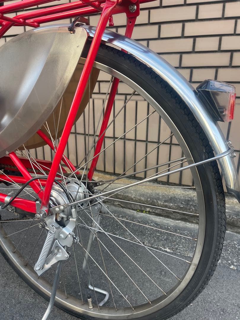 レッド 電動アシスト自転車 シティタイプ 前カゴ付き