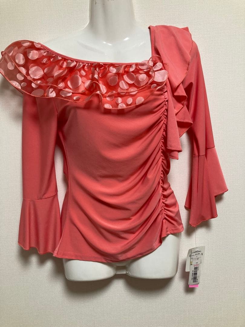 ピンクドット柄フリル付きドレスセットアップ