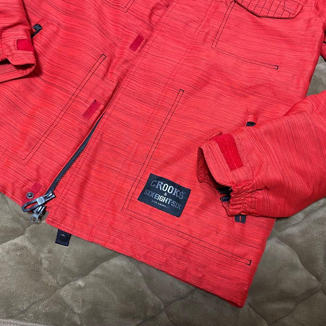 【686╳CROOKS CASTLES】スノボ撥水ウェア赤RED（M）
