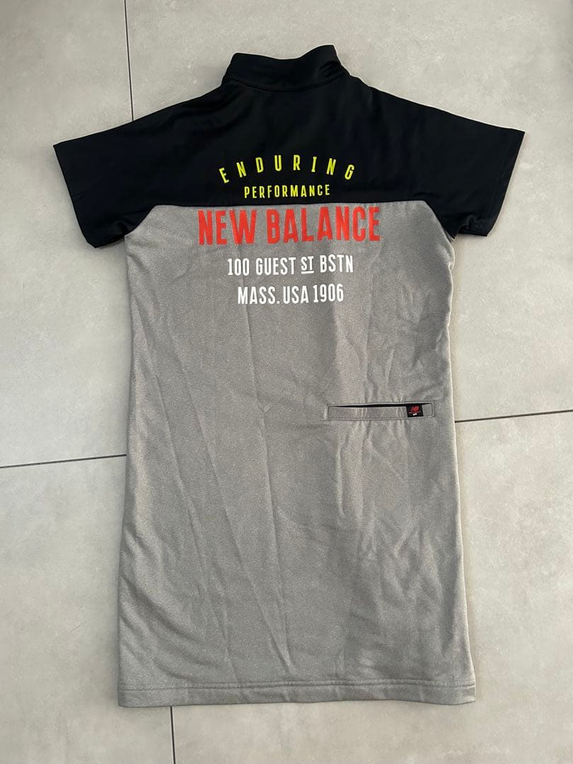 New Balance レディース ワンピース 黒/グレー ハーフジップ　0