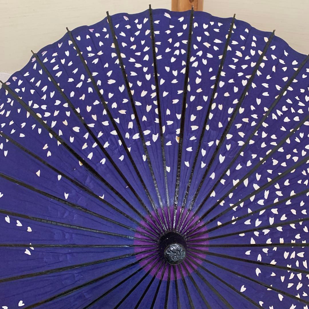 舞踊傘 濃紫　濃紺　桜吹雪　2本セット　蛇の目傘　日本舞踊　踊り　和傘　収納袋付