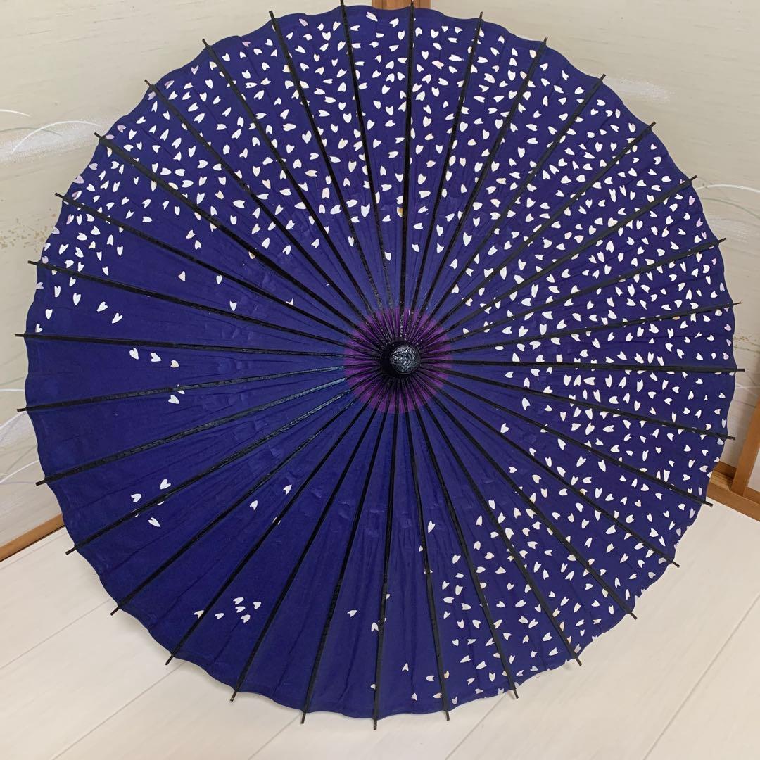 舞踊傘 濃紫　濃紺　桜吹雪　2本セット　蛇の目傘　日本舞踊　踊り　和傘　収納袋付