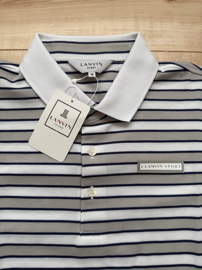 LANVIN SPORT ストライプポロシャツ ゴルフウェア Lサイズ メンズ