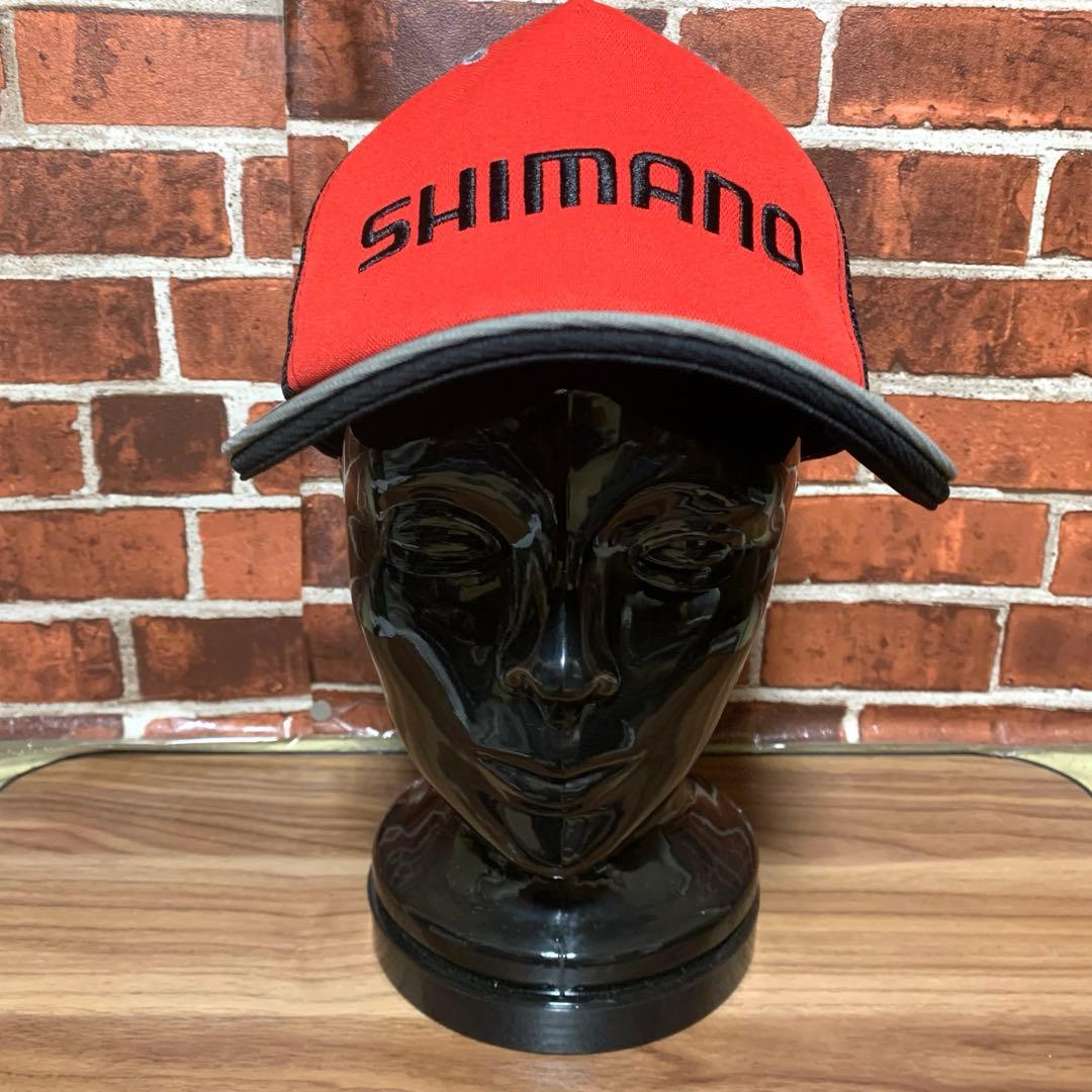 美品★SHIMANO★シマノ★刺繍★メッシュ★フィッシングキャップ★赤×黒