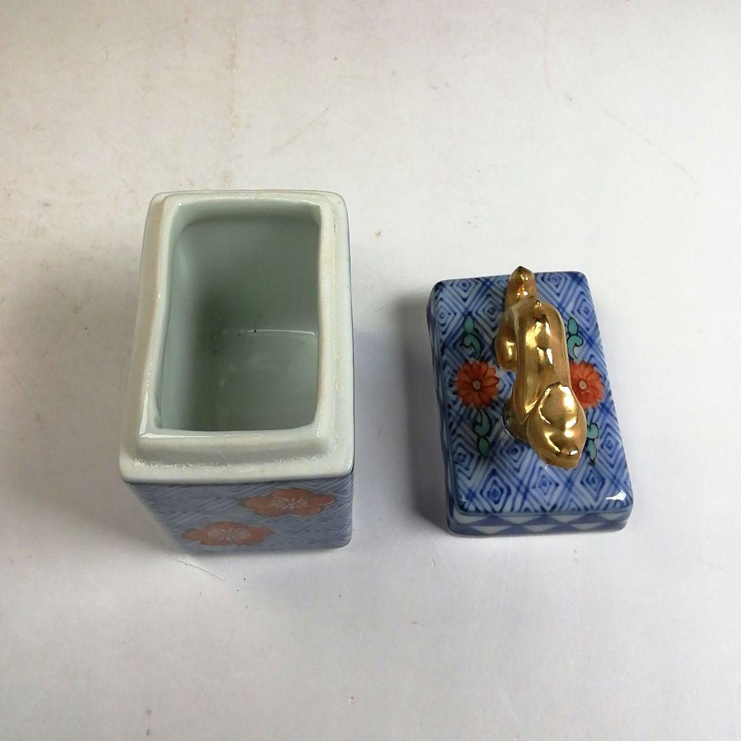 Ｗ３７２　香合　『色絵　龍』『高野昭阿弥 造』　共箱　茶道具