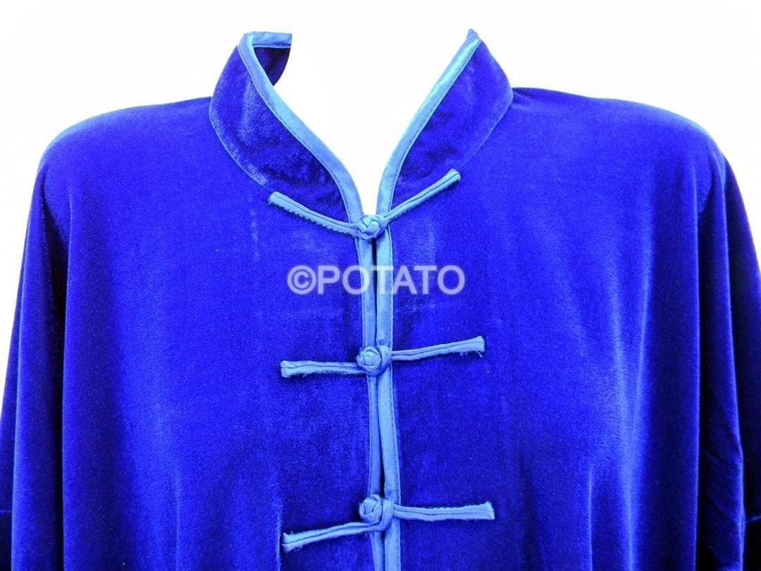 太極拳 ベロア調 太極服 上下 Lサイズ 男女両用 宝石蓝【新品】