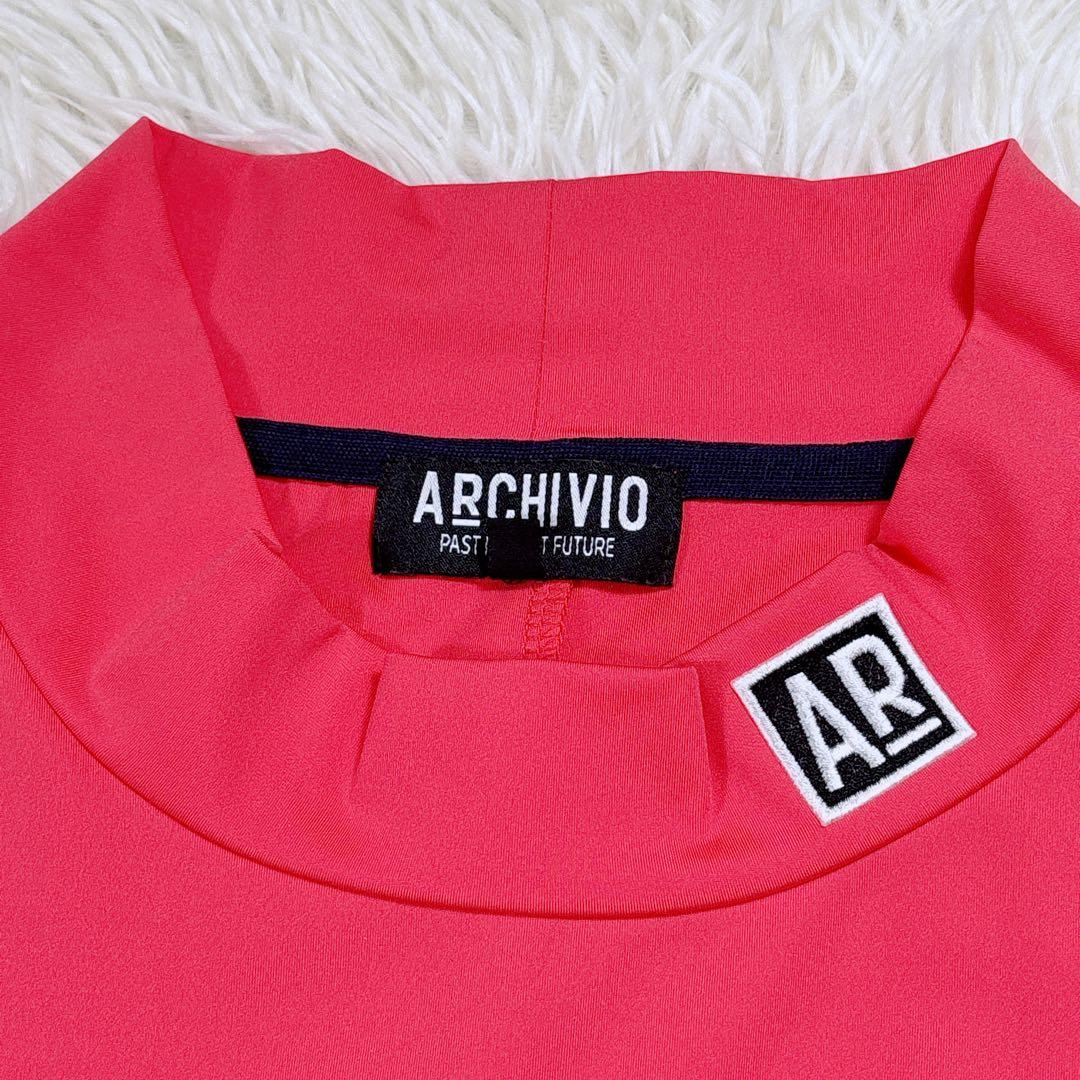 【メンズ50⭐️美品】アルチビオゴルフ　モックネックシャツ　長袖　インナー　ピンク