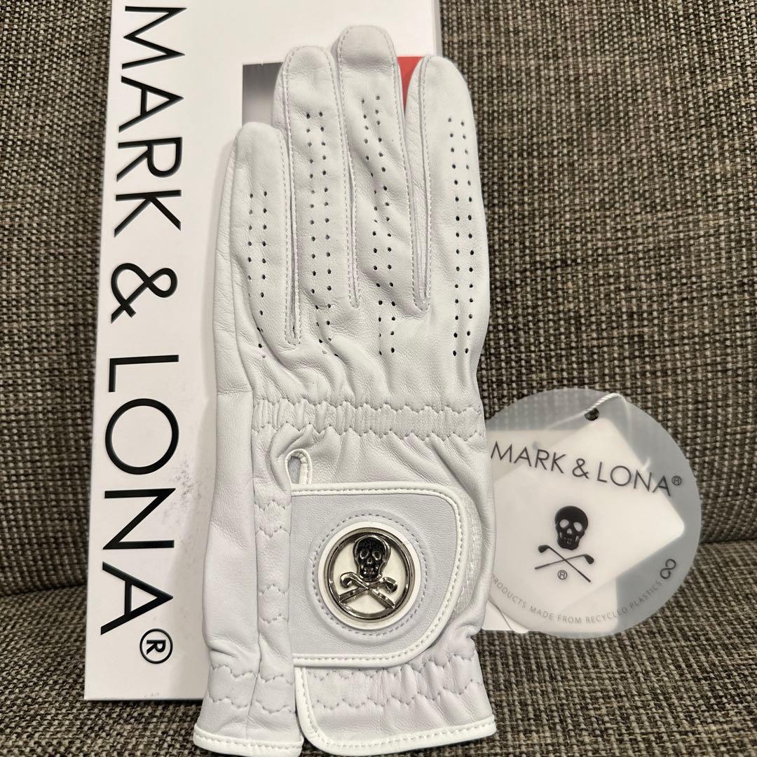 マーカー付　マークアンドロナ　ゴルフ　グローブ　手袋　MARK&LONA 白　黒