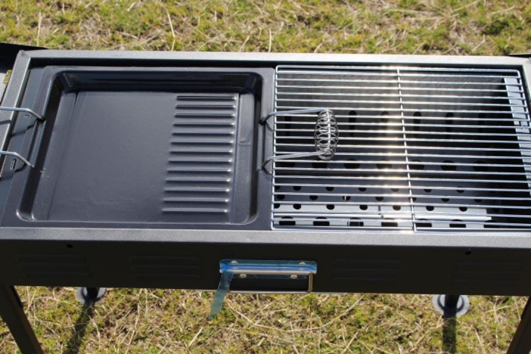 BBQコンロ 跳ね上げテーブル付きＢＢＱコンロ 大型バーベキューコンロ ブラック